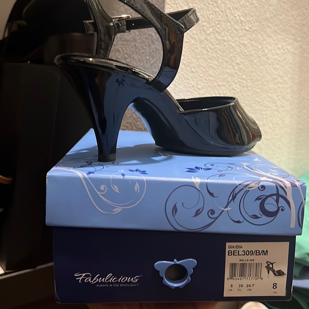 Black ankle strap heel